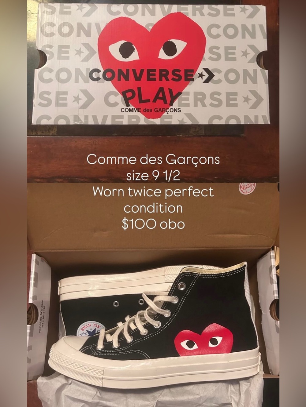 Comme des Garçons x Converse PLAY Black High Top Sneakers